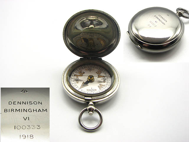 1917 Dennison WW1 MK VI military pocket compass